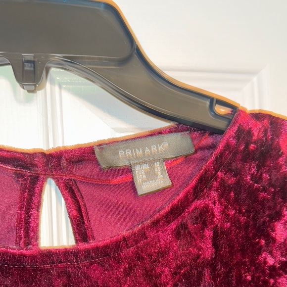 Primark Velvet Long Sleeve Top - Deep Red - Picture 2 of 10